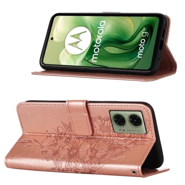Bild 3,  Motorola Moto G04 4G/G24 4G Butterfly Fodral Roséguld - Teknikhallen.se