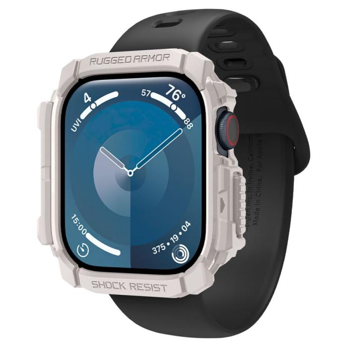 Bild 3, Spigen Spigen Apple Watch 11/10 46 mm Skal Rugged Armor Dune Beige - Teknikhallen.se
