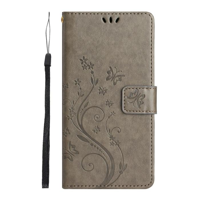 Bild 5,  Samsung Galaxy A27 5G Fodral Blommor/Fjärilar Grå - Teknikhallen.se