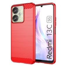  Xiaomi Redmi 13C 4G Skal Borstad St&aring;l Textur R&ouml;d - Teknikhallen.se