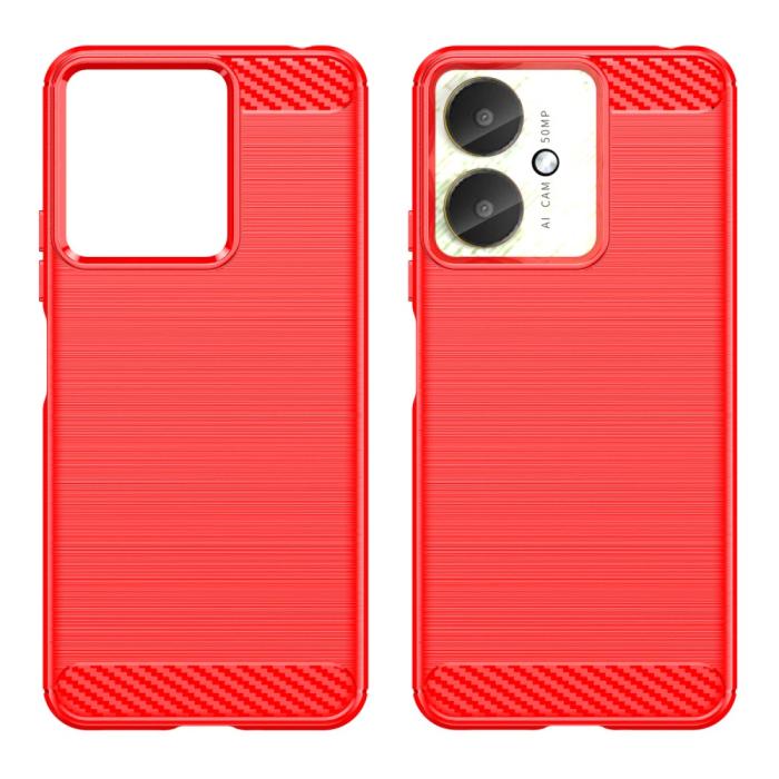 Bild 2,  Xiaomi Redmi 13C 4G Skal Borstad Stål Textur Röd - Teknikhallen.se