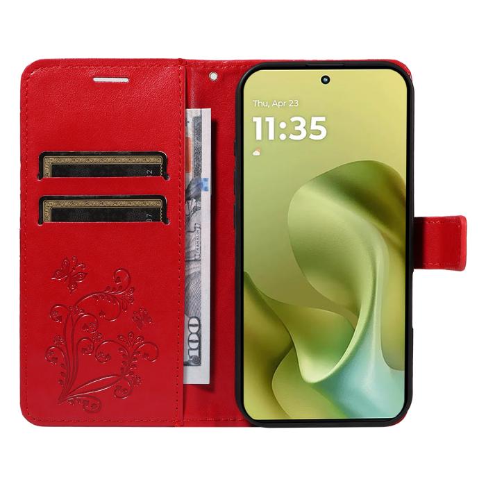 Bild 2,  Motorola Moto G86 Power/G86 5G Fodral Fjäril Tryck Röd - Teknikhallen.se