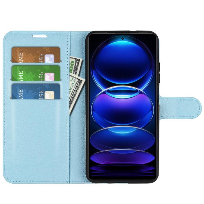 Bild 2,  Xiaomi Redmi Note 12 Pro 5G Fodral Litchi Läder Blå - Teknikhallen.se