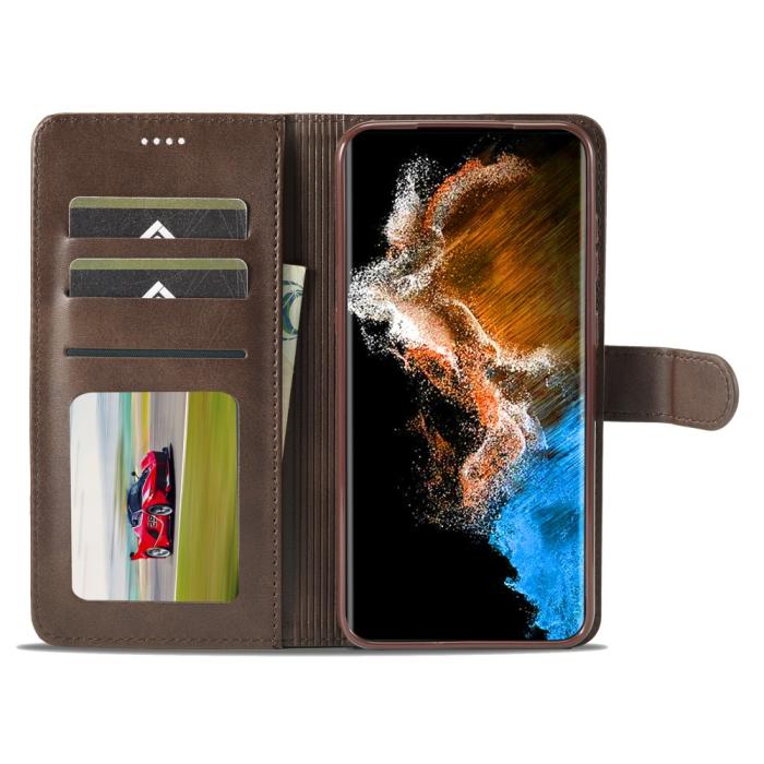 Bild 2, LC.IMEEKE LC.IMEEKE Samsung Galaxy S23 Plus Fodral Läder Brun - Teknikhallen.se