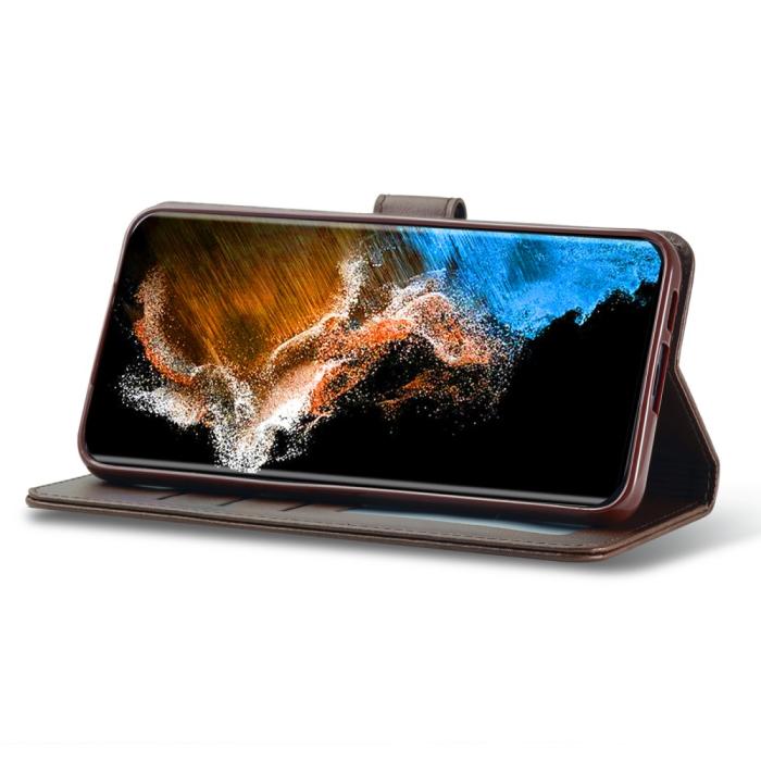 Bild 3, LC.IMEEKE LC.IMEEKE Samsung Galaxy S23 Plus Fodral Läder Brun - Teknikhallen.se