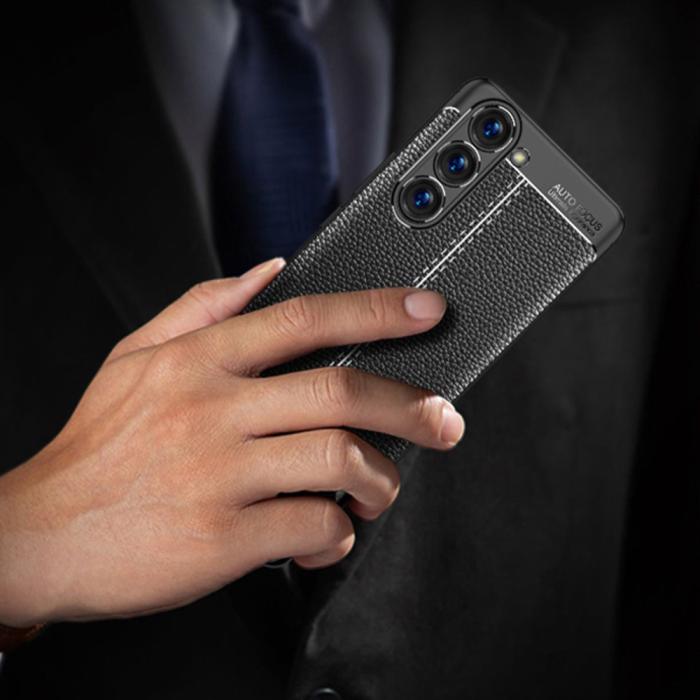 Bild 6,  Samsung Galaxy S23 Skal Litchi Textur Blå - Teknikhallen.se