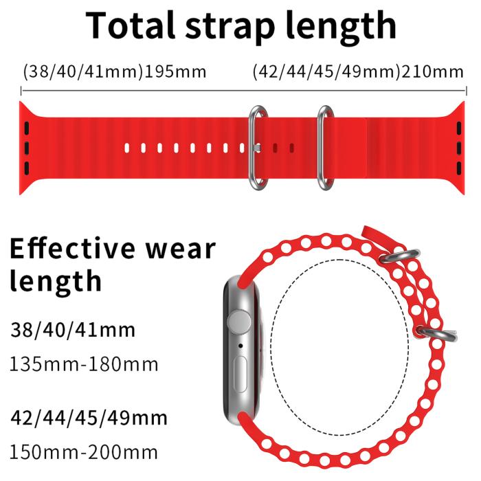 Bild 5, ColorPop Apple Watch 42/41/40/38 mm Armband Ocean Wave Röd - Teknikhallen.se