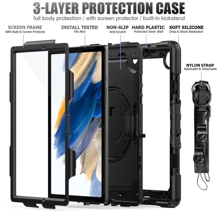 Bild 3,  Galaxy Tab A8 10.5 Skal Shockproof Hybrid Kickstand Strap - Teknikhallen.se