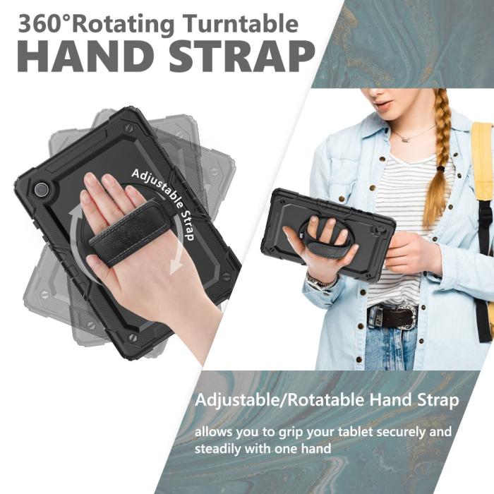Bild 5,  Galaxy Tab A8 10.5 Skal Shockproof Hybrid Kickstand Strap - Teknikhallen.se