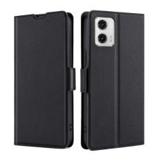  Motorola Moto G73 5G Fodral Slim L&auml;der Svart - Teknikhallen.se