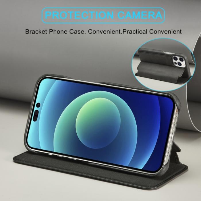 Bild 6, LC.IMEEKE LC.IMEEKE iPhone 14 Plus Fodral Flip Läder Svart - Teknikhallen.se