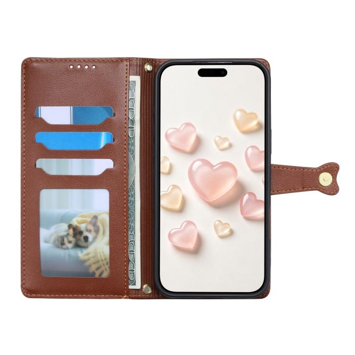 Bild 2,  Google Pixel 11/11 Pro Fodral Läder Hjärtan Med Dragkedja - Teknikhallen.se