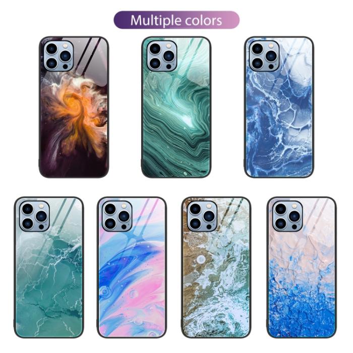 Bild 2,  iPhone 14 Pro Skal Marmor Härdat Glas Waves - Teknikhallen.se