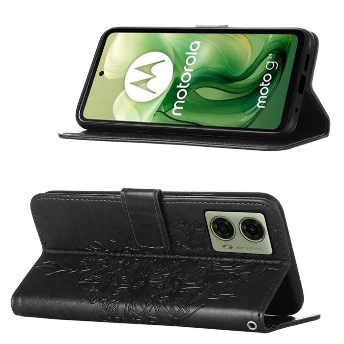 Bild 3,  Motorola Moto G04 4G/G24 4G Butterfly Fodral Svart - Teknikhallen.se