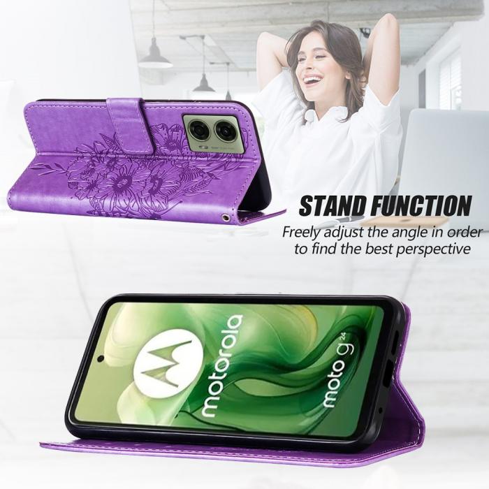 Bild 6,  Motorola Moto G04 4G/G24 4G Butterfly Fodral Svart - Teknikhallen.se