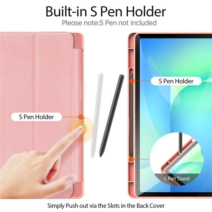 Bild 2, DUX DUCIS DUX DUCIS Galaxy Tab S10 FE Plus Fodral DOMO Tri-Fold Rosa - Teknikhallen.se