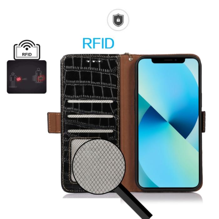 Bild 4,  Xiaomi 13 5G Fodral Krokodil Textur Läder Svart - Teknikhallen.se