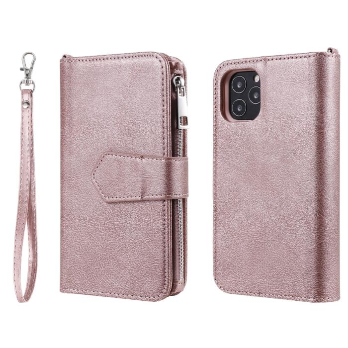 Bild 2,  iPhone 12 / 12 Pro - 2in1 Magnet Skal / Plånboksfodral - Roséguld - Teknikhallen.se