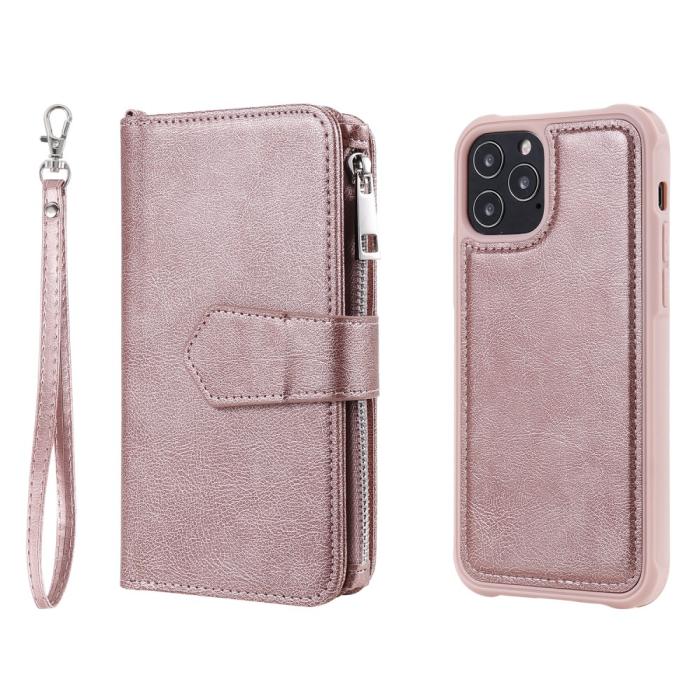 Bild 3,  iPhone 12 / 12 Pro - 2in1 Magnet Skal / Plånboksfodral - Roséguld - Teknikhallen.se