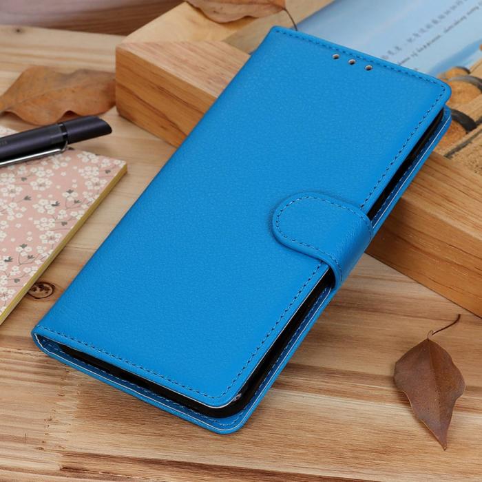 Bild 6,  Xiaomi Redmi 12C 4G Fodral Läder Litchi Textur Blå - Teknikhallen.se