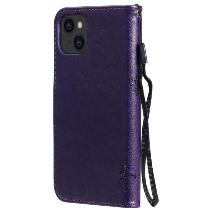 Bild 3,  iPhone 13 - Tryckt Träd/Katt Design Fodral - Mörk Lila - Teknikhallen.se