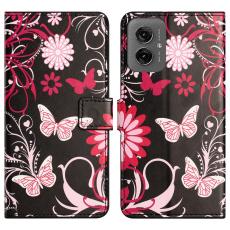  Motorola Moto G55 5G Fodral Med Tryck Fj&auml;rilar - Teknikhallen.se
