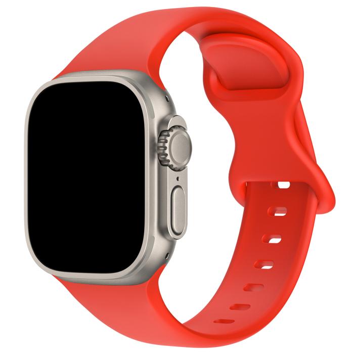 Bild 2, ColorPop Silikon Armband Butterfly Apple Watch 42/41/40/38 mm (M/L) Röd - Teknikhallen.se
