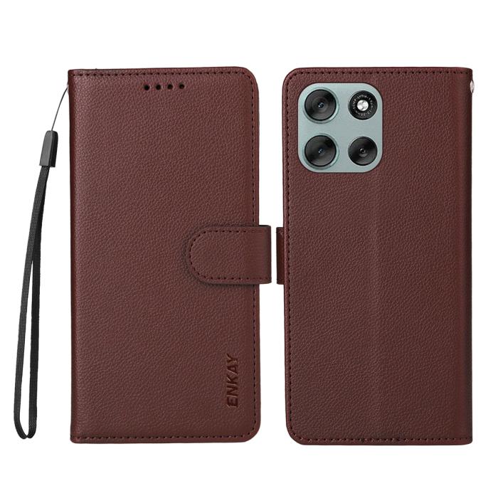 Bild 2, ENKAY ENKAY Motorola Moto G86 Power/G86 5G Fodral RFID Brun - Teknikhallen.se