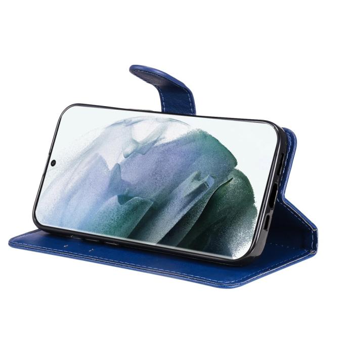 Bild 5,  Samsung Galaxy S22 Ultra Fodral Läder Blå - Teknikhallen.se