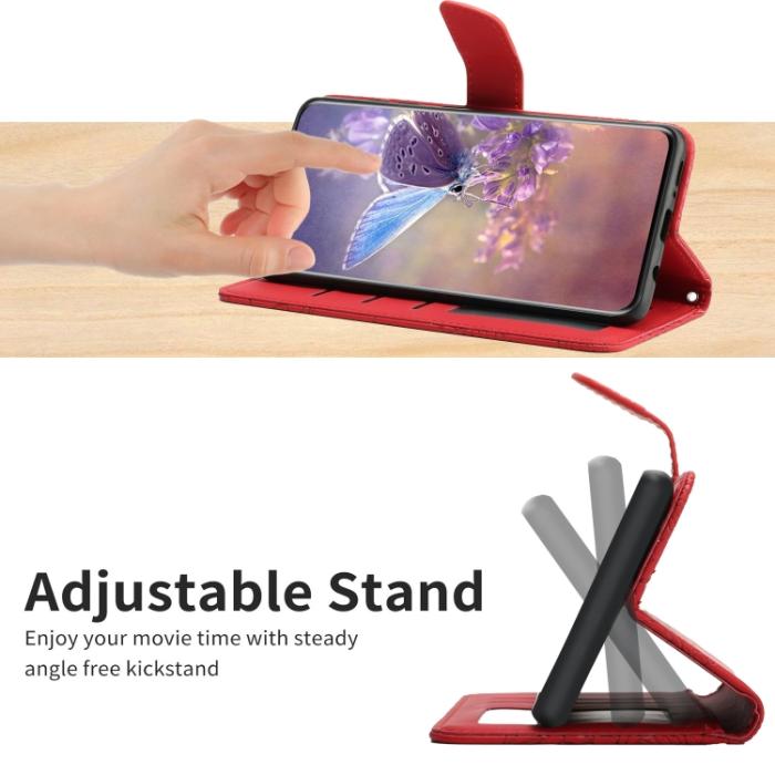 Bild 4,  Motorola Moto G22 Fodral Fjäril/Pion präglad Röd - Teknikhallen.se