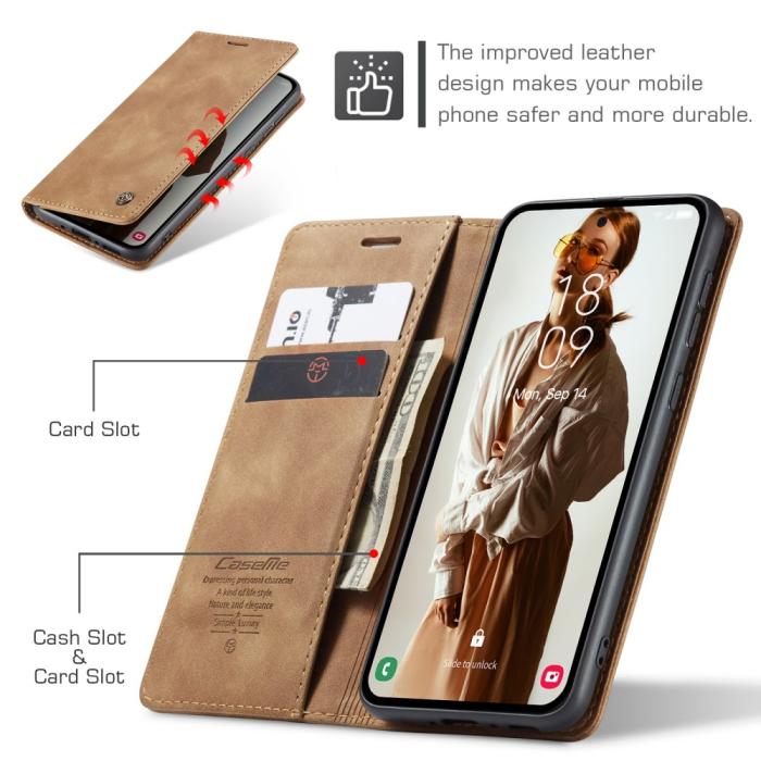 Bild 5, CASEME CASEME Galaxy A56 5G/A36 5G Fodral Retro Läder Brun - Teknikhallen.se