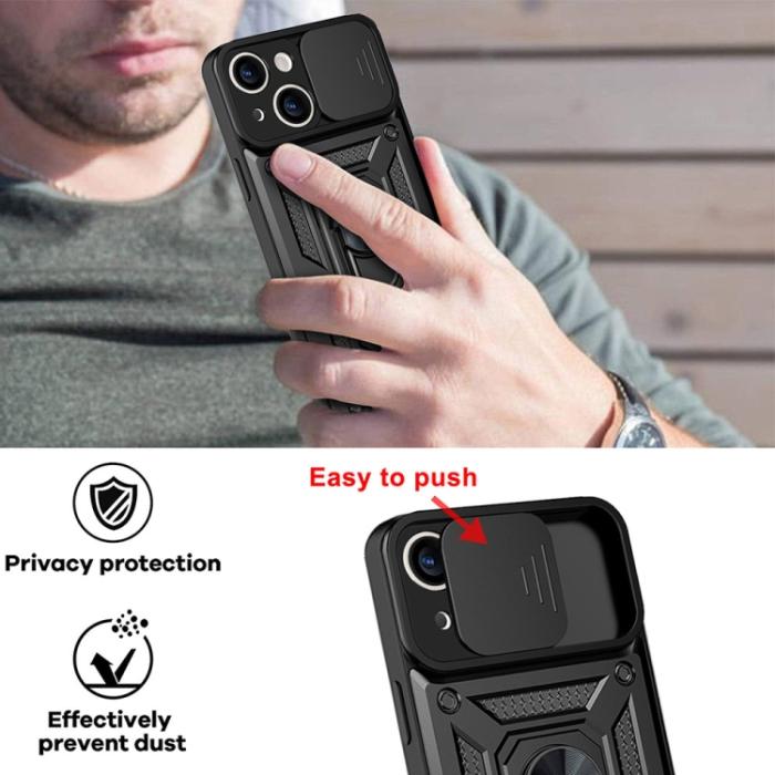 Bild 4,  iPhone 14 Skal Armor Hybrid Ring CamShield Svart - Teknikhallen.se
