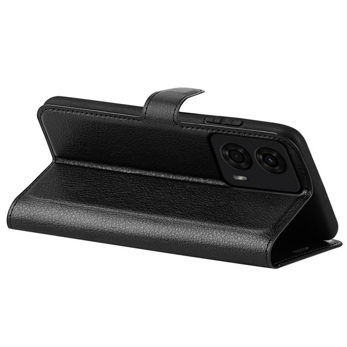 Bild 4,  Motorola Moto G04 4G/G24 4G Fodral Litchi Läder Svart - Teknikhallen.se