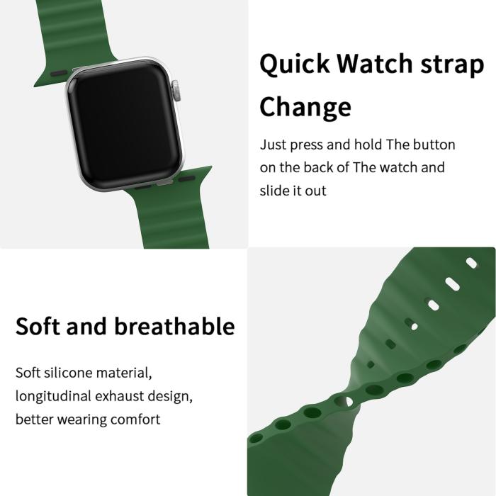Bild 4, ColorPop Apple Watch 42/41/40/38 mm Armband Ocean Wave Army Green - Teknikhallen.se