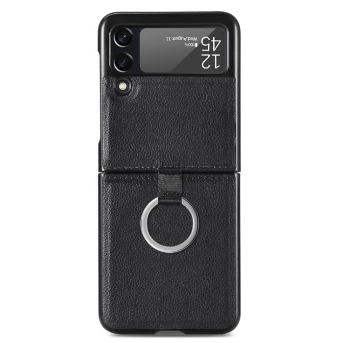 Bild 2,  Galaxy Z Flip 3 Skal Litchi Ring Svart - Teknikhallen.se