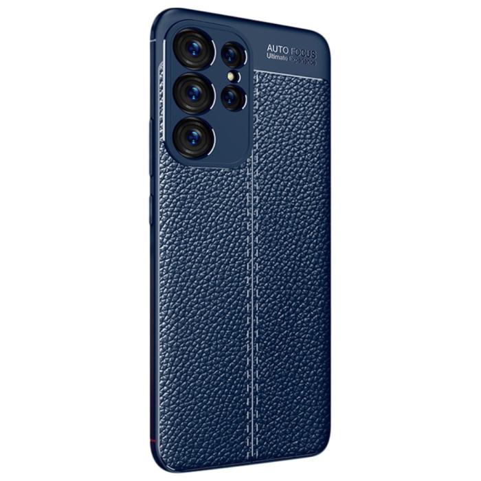 Bild 2,  Samsung Galaxy S23 Ultra Skal Litchi Textur Blå - Teknikhallen.se