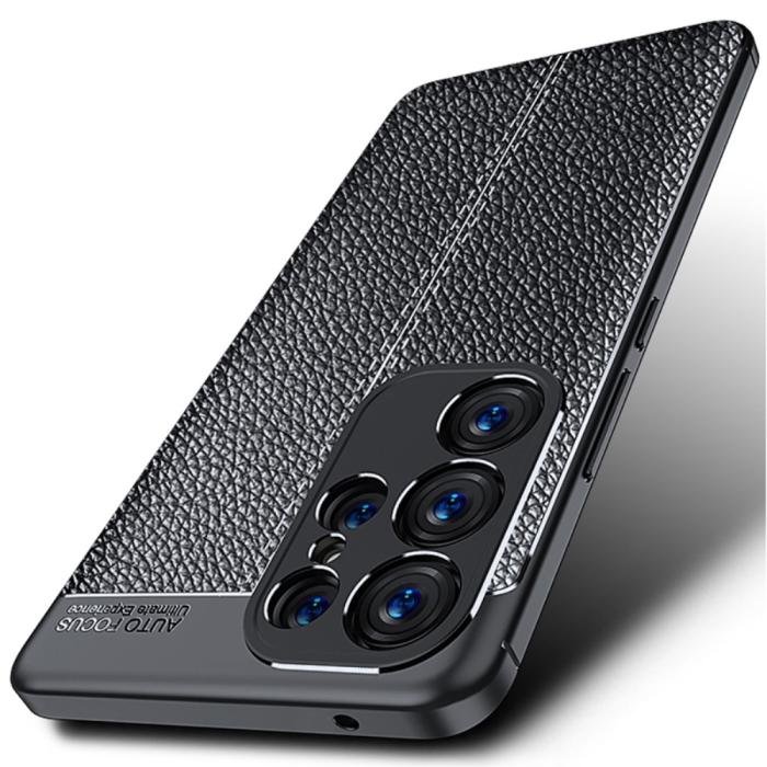 Bild 3,  Samsung Galaxy S23 Ultra Skal Litchi Textur Blå - Teknikhallen.se
