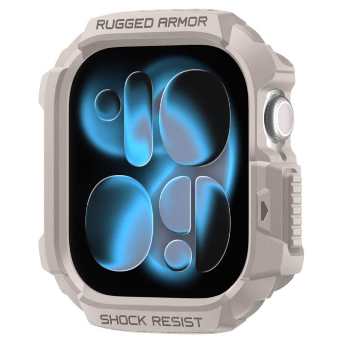 Bild 2, Spigen Spigen Apple Watch 11/10 42 mm Skal Rugged Armor Dune Beige - Teknikhallen.se