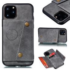  iPhone 12 / 12 Pro - L&auml;der Skal Med Kortfack Och Magnet - Gr&aring; - Teknikhallen.se