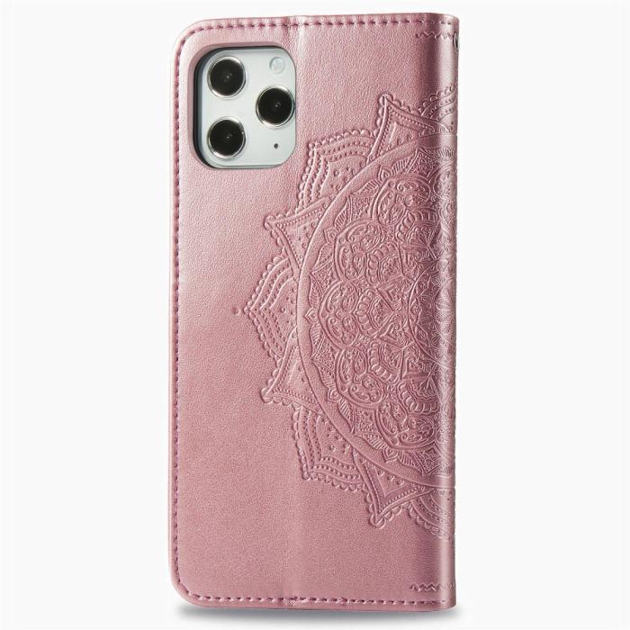 Bild 2,  iPhone 12 Pro Max - Mandala Läder Fodral - Roséguld - Teknikhallen.se