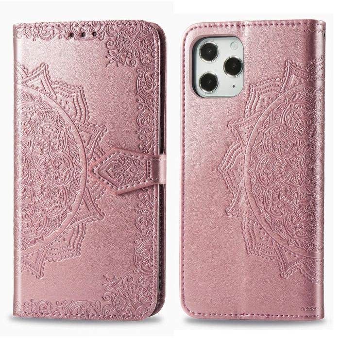 Bild 3,  iPhone 12 Pro Max - Mandala Läder Fodral - Roséguld - Teknikhallen.se