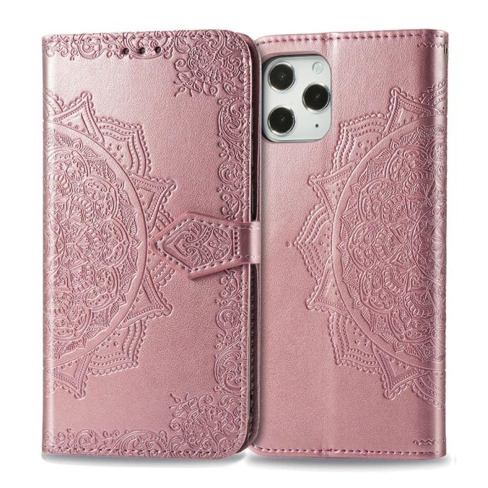 Bild 4,  iPhone 12 Pro Max - Mandala Läder Fodral - Roséguld - Teknikhallen.se