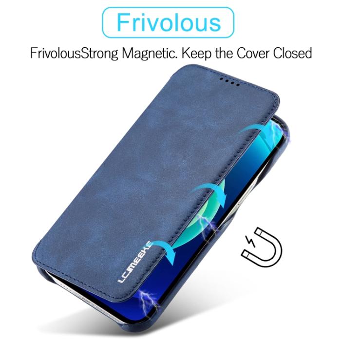 Bild 5, LC.IMEEKE LC.IMEEKE iPhone 14 Plus Fodral Flip Läder Blå - Teknikhallen.se