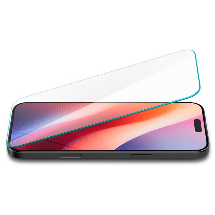 Bild 3, Spigen Spigen iPhone 16 / 15 Skärmskydd Slim Glas.tR Härdat Glas - Teknikhallen.se
