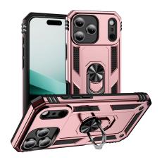  iPhone 17 Pro Skal Shockproof Hybrid Ring Ros&eacute;guld - Teknikhallen.se