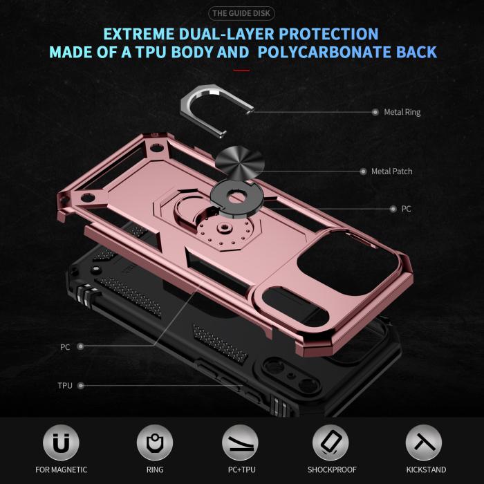 Bild 2,  iPhone 17 Pro Skal Shockproof Hybrid Ring Roséguld - Teknikhallen.se