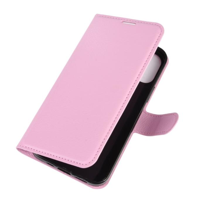 Bild 3,  iPhone 12 Pro Max Fodral Litchi Läder Ljus Rosa - Teknikhallen.se