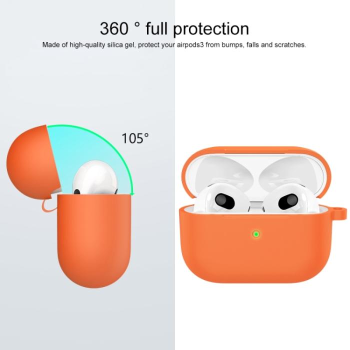 Bild 2,  AirPods 3 Skal Silikon Med Krok Orange - Teknikhallen.se