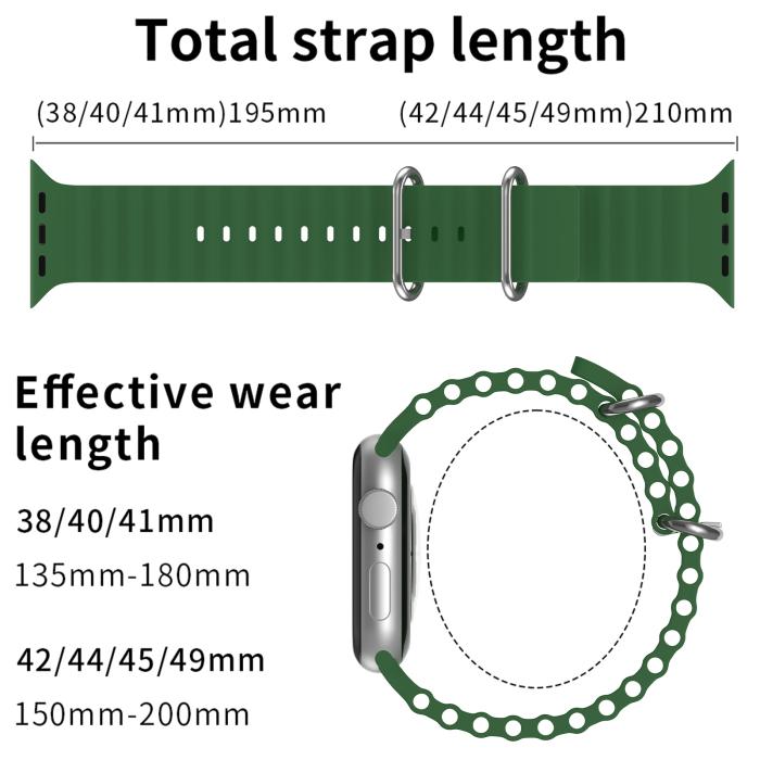 Bild 5, ColorPop Apple Watch 42/41/40/38 mm Armband Ocean Wave Army Green - Teknikhallen.se