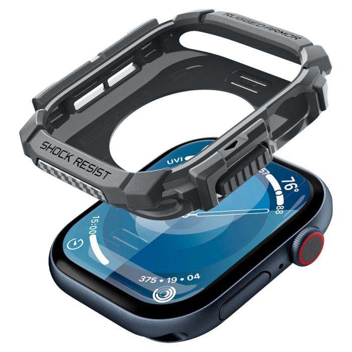 Bild 6, Spigen Spigen Apple Watch 11/10 46 mm Skal Rugged Armor Mörk Grå - Teknikhallen.se